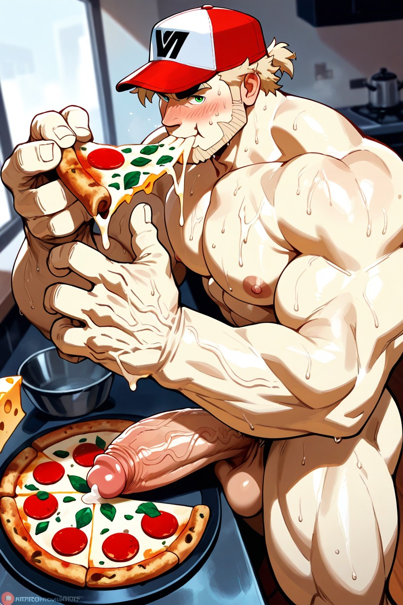 Impossibly Long Hyper Penis, Dynamic Angle, Muscular Chest AI Gay Porn