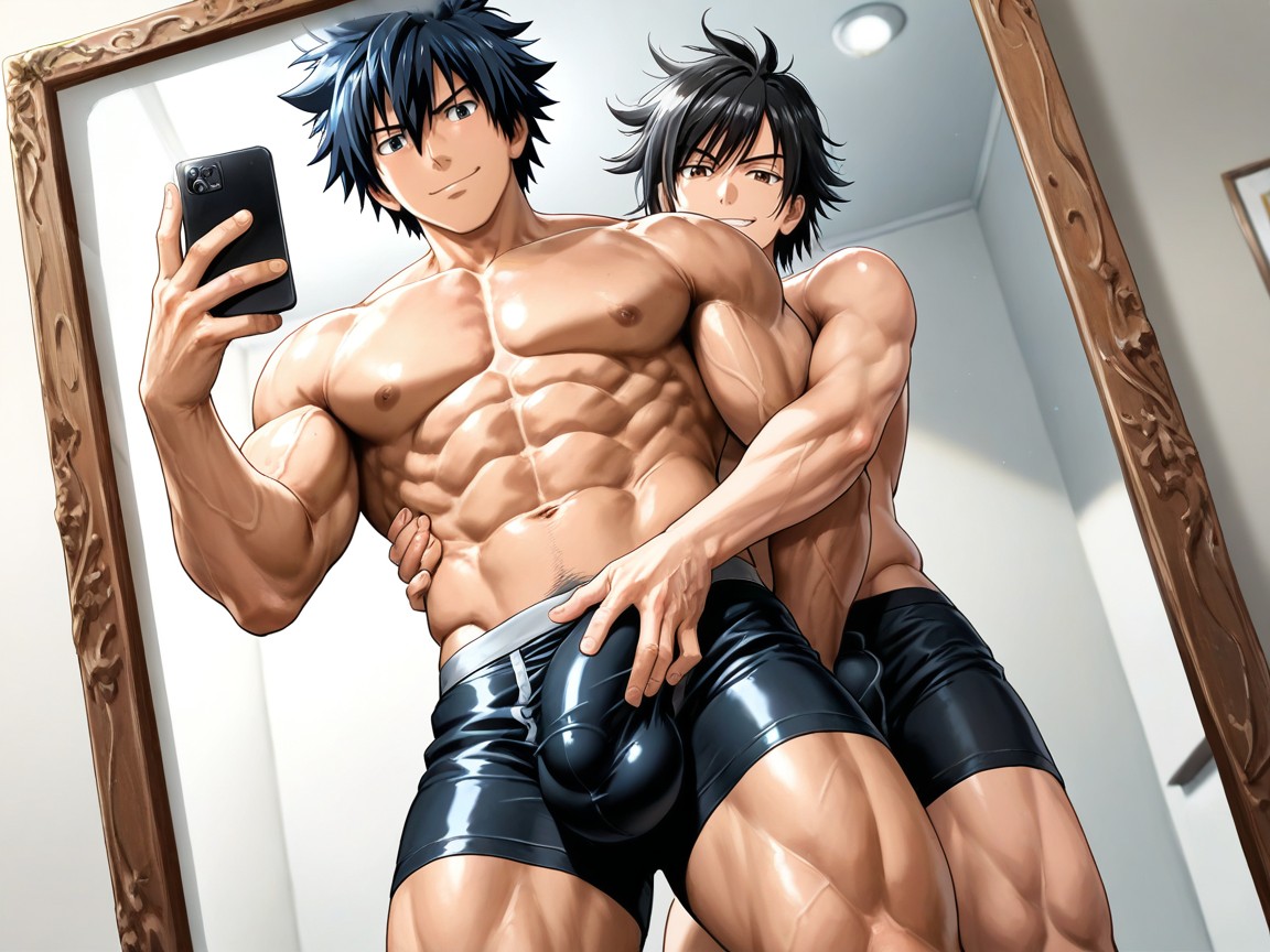 Solo, Large Penis Bulge Angled To The Left, Looking At Viewer AI Gay Porn