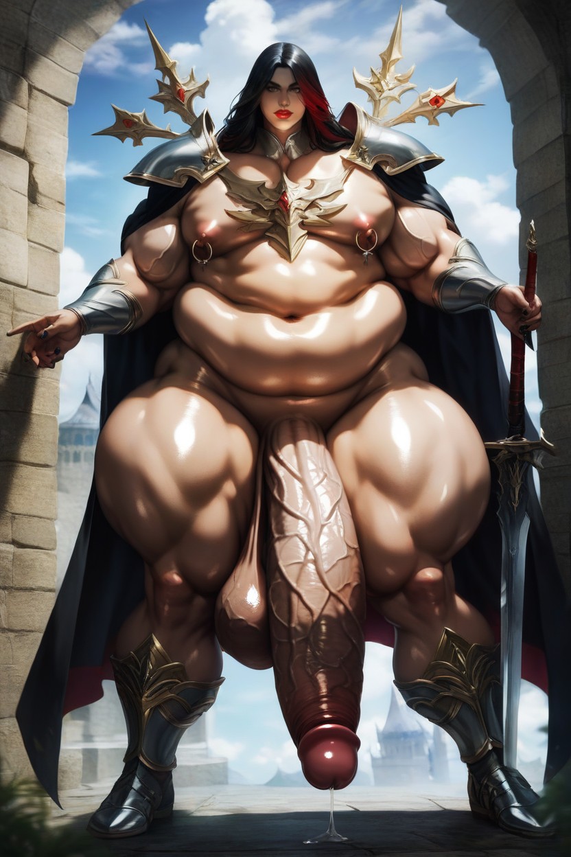 Absurdly Comically Long Penis, Black Hair With Red Highlights, Cute AI Gay Porn