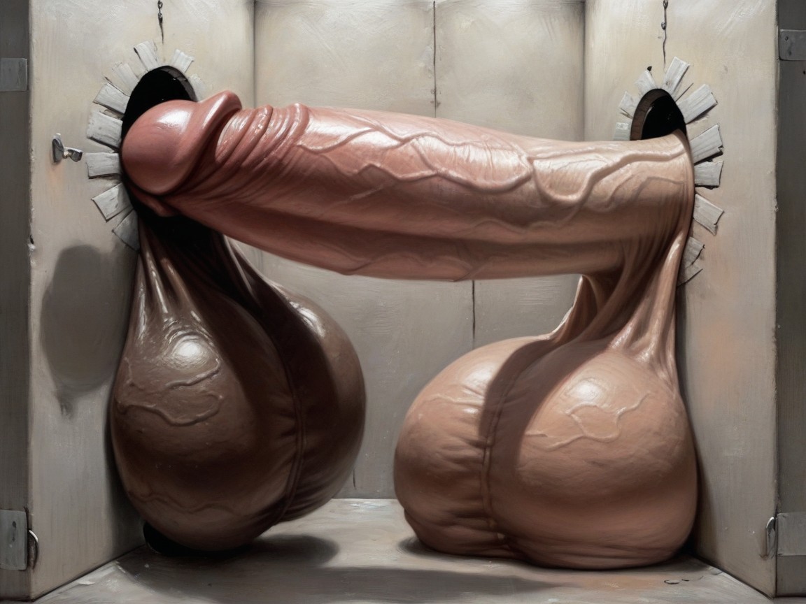 Man Licking Sucking Stroking Humongous Hyper Penis, Hd, Penis Longer And Thicker Than Body AI Gay Porn