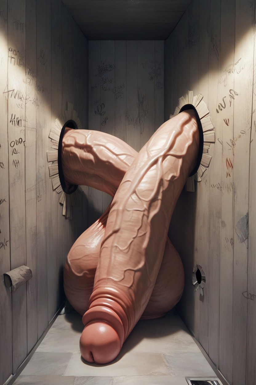 Oral, Handsome Bearded Man On His Knees, Only Penis In Image AI Gay Porn