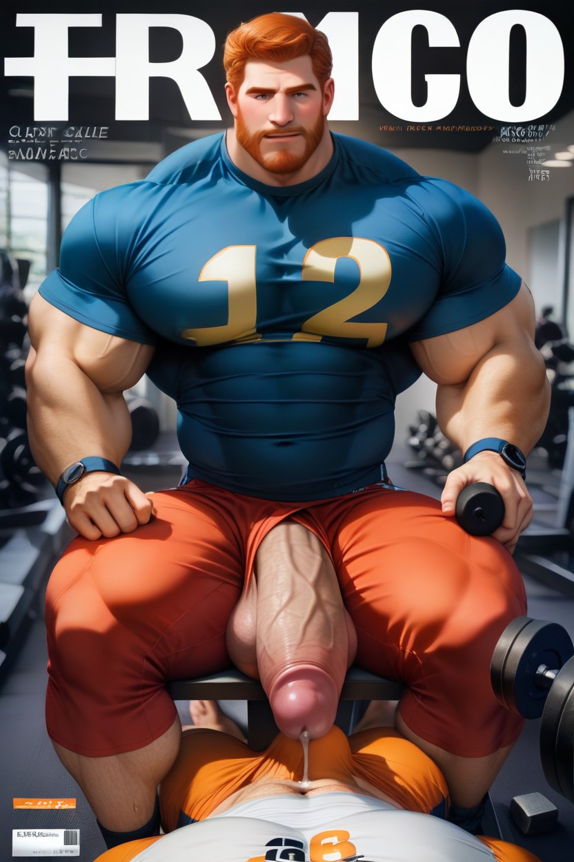 Massive Gigantic Long Uncut Hyper Penis, Hyper Impossibly Huge Balls, Full Face Blushing AI Gay Porn
