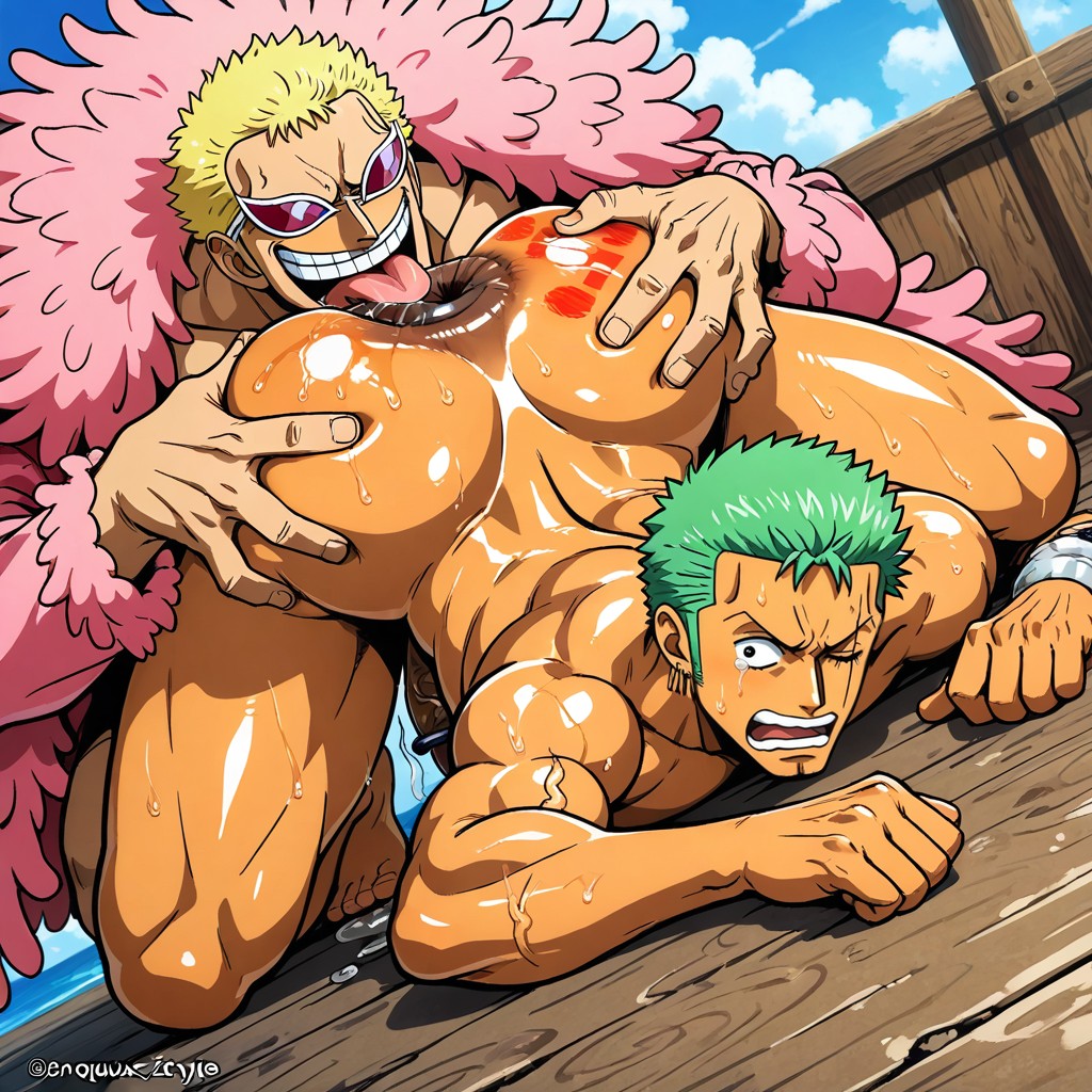 Looking To Man, Finsting Anus On Top From Behind, Legs Open AI Gay Porn