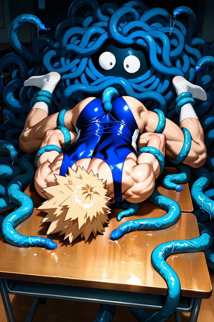 Close Up, Tangrowth, Blue Wrestling Singlet AI Gay Porn