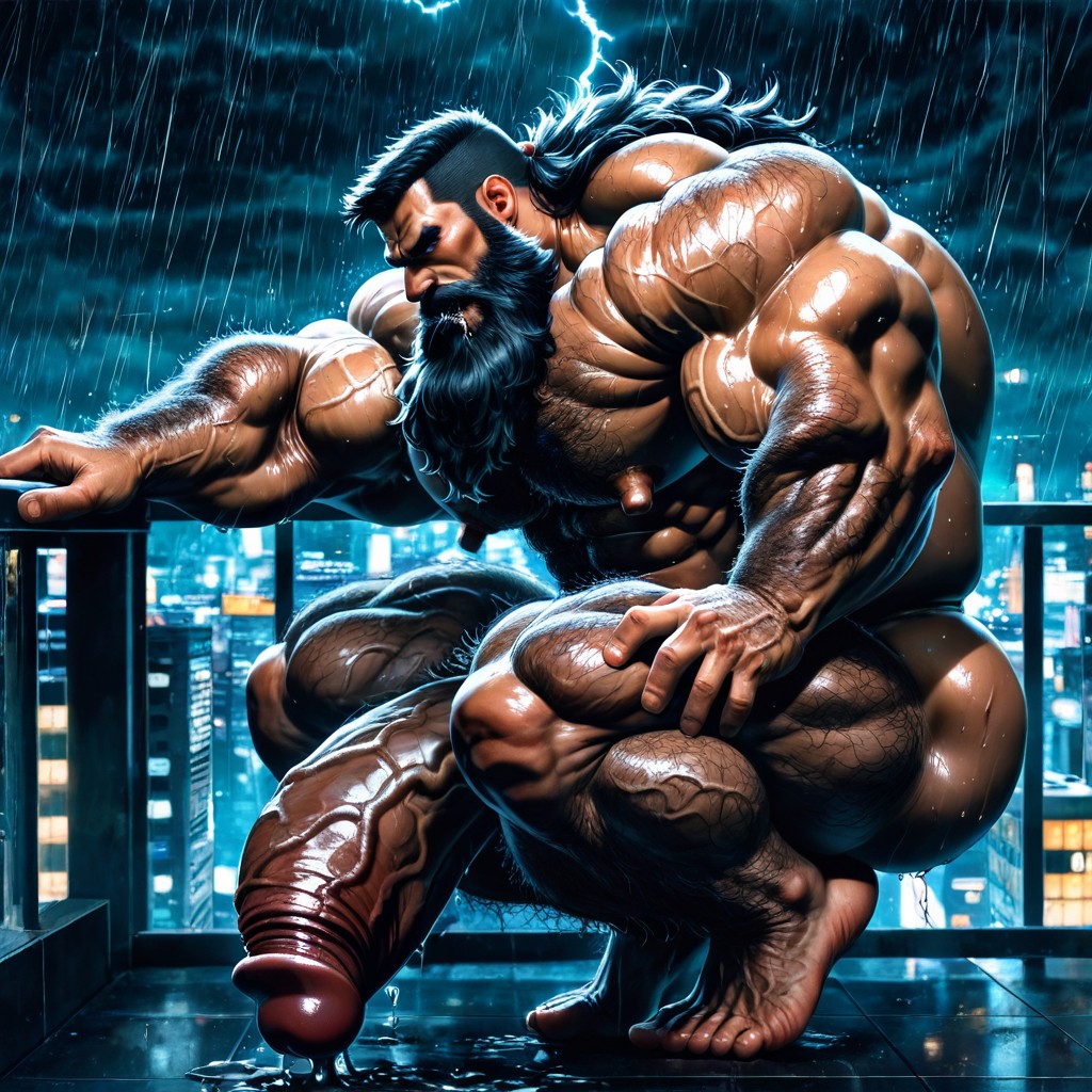 Extreme Hairy Chest, High Definition, Bodybuilder AI Gay Porn