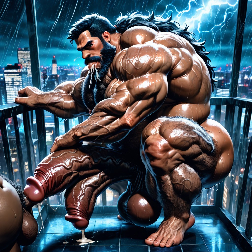 Extreme Hairy Legs Muscle Structure, Exposed Muscle Thighs, Excessive Hyper Hairy AI Gay Porn