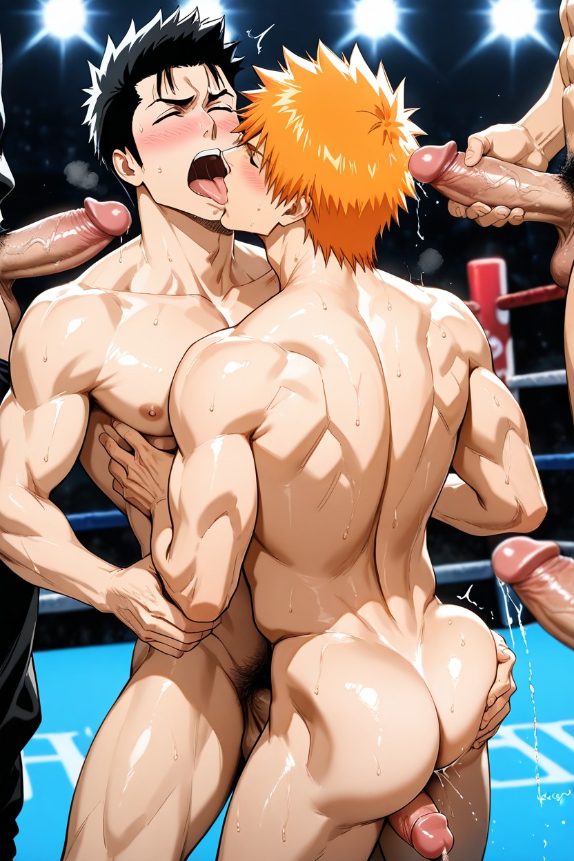 In Fight, Kurosaki Isshin From Bleach, Black Haired Man With Bristle AI Gay Porn