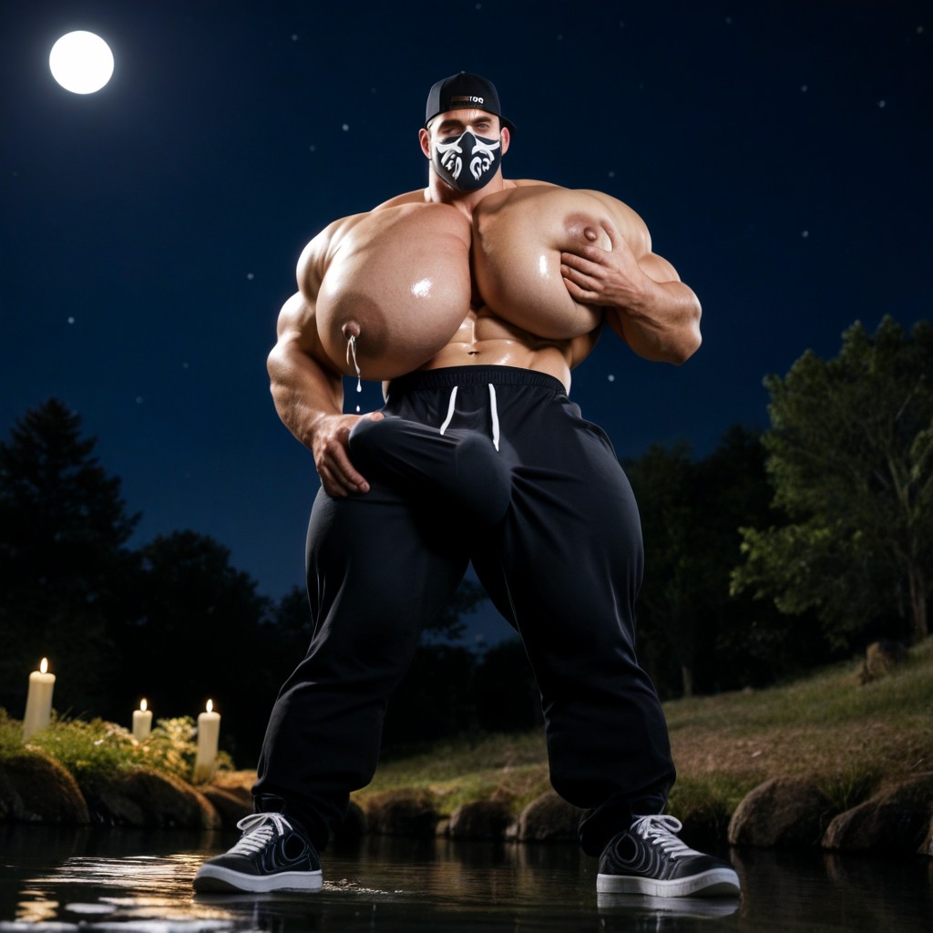 Fabian Lamuerto Mask, Fabian Lamuerto Tights, Oiled Skin AI Gay Porn