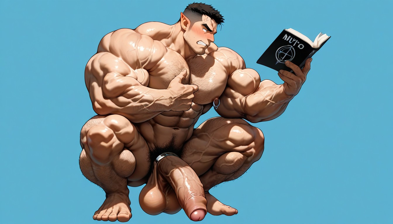 Masculine Man, Flaccid Penis, Squatting AI Gay Porn