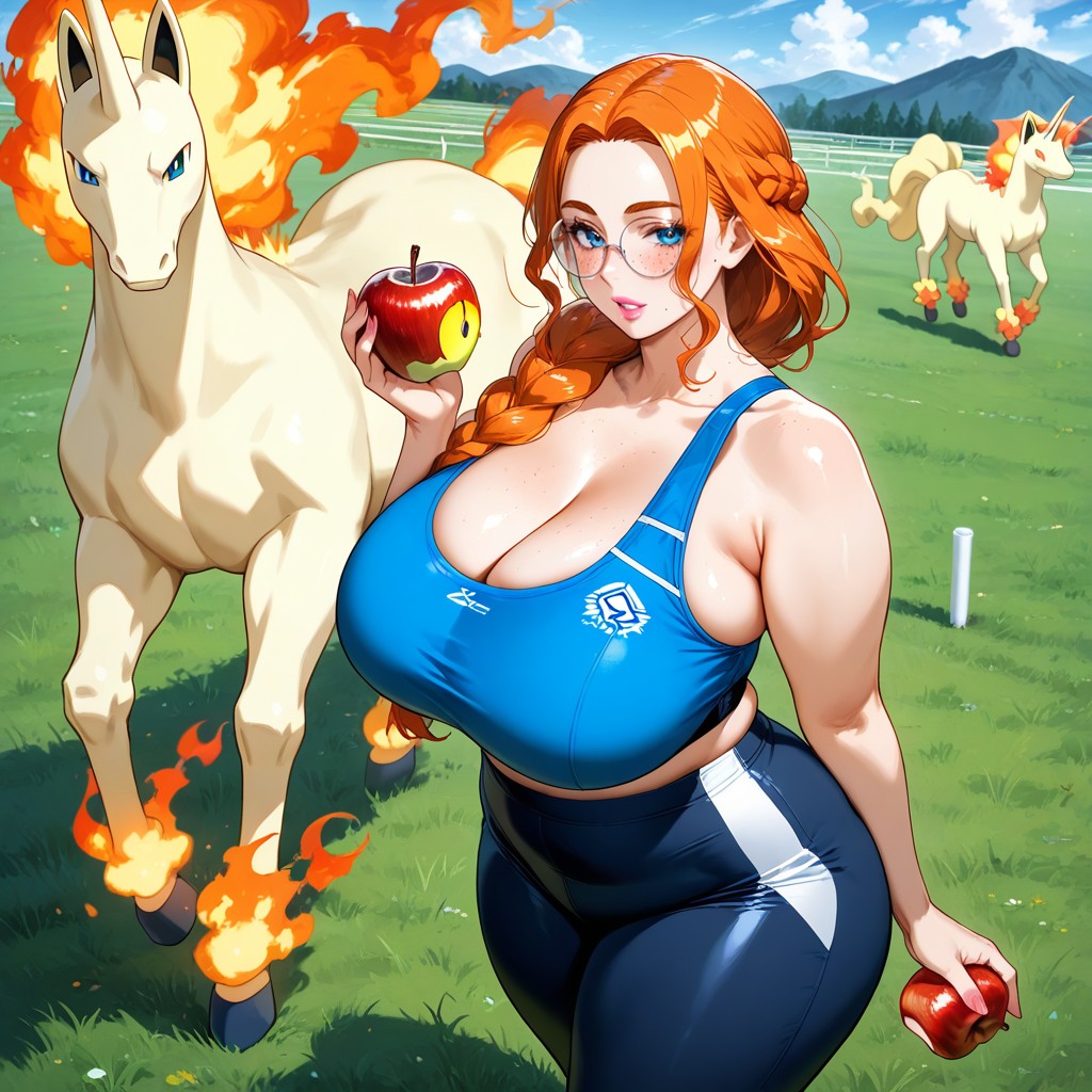 Rapidash Pokemon, Long Ginger Braid, Wavy Hair AI Gay Porn