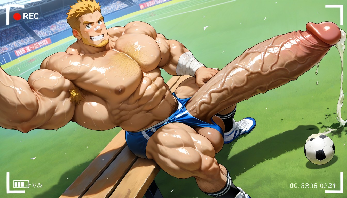 Impossibly Long Hyper Penis, Boulder Shoulders, Stain AI Gay Porn