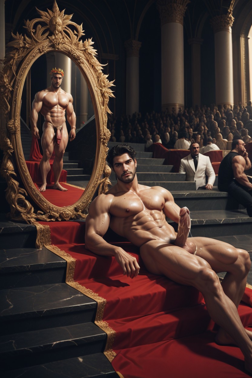 Fierce Brown Eyes, Stairs, 18+ AI Gay Porn