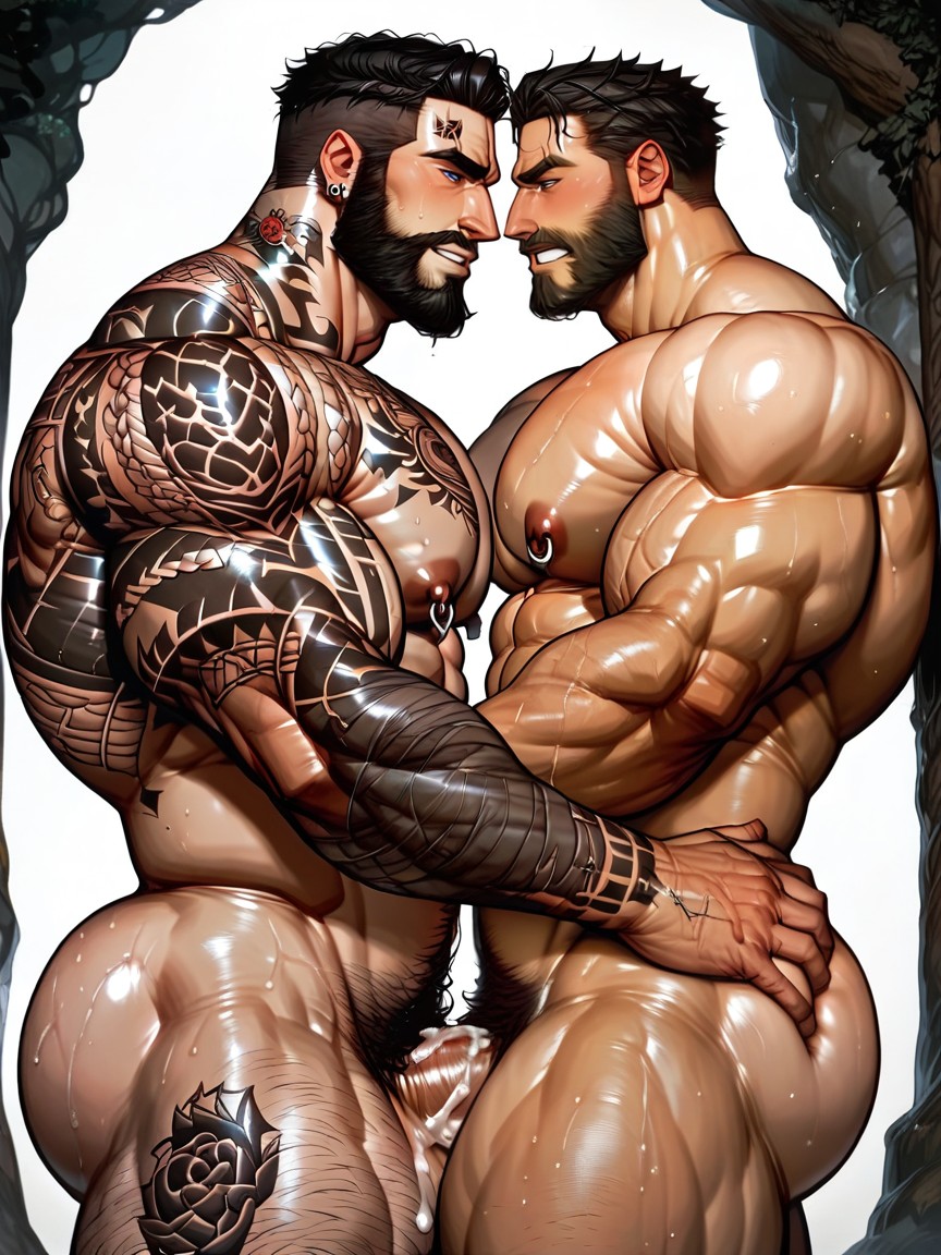 Tattoo, Hyper Muscle, Pussy Drop Love Juice AI Gay Porn