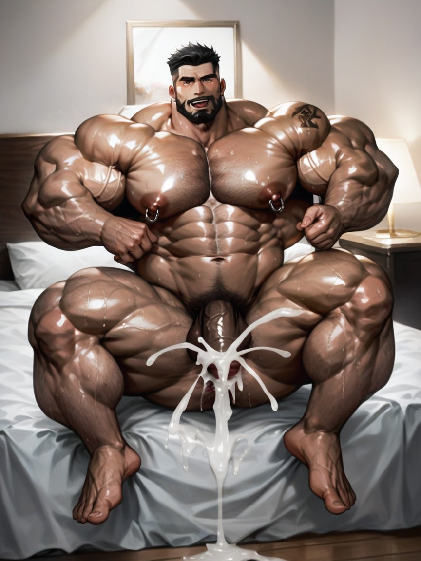 Tattoo, Beard, Huge Nipple Male AI Gay Porn