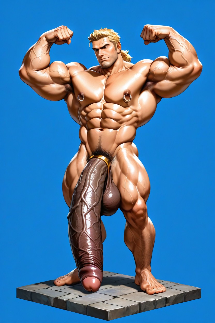 Uncensored, Stubble, Nipple Rings AI Gay Porn