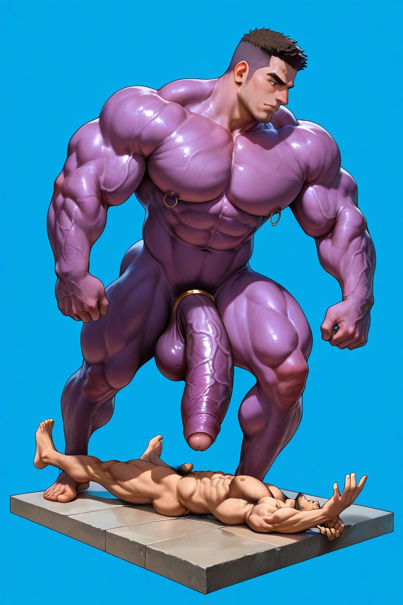 Purple Skin, Masculine, Perfectly Styled Hair AI Gay Porn