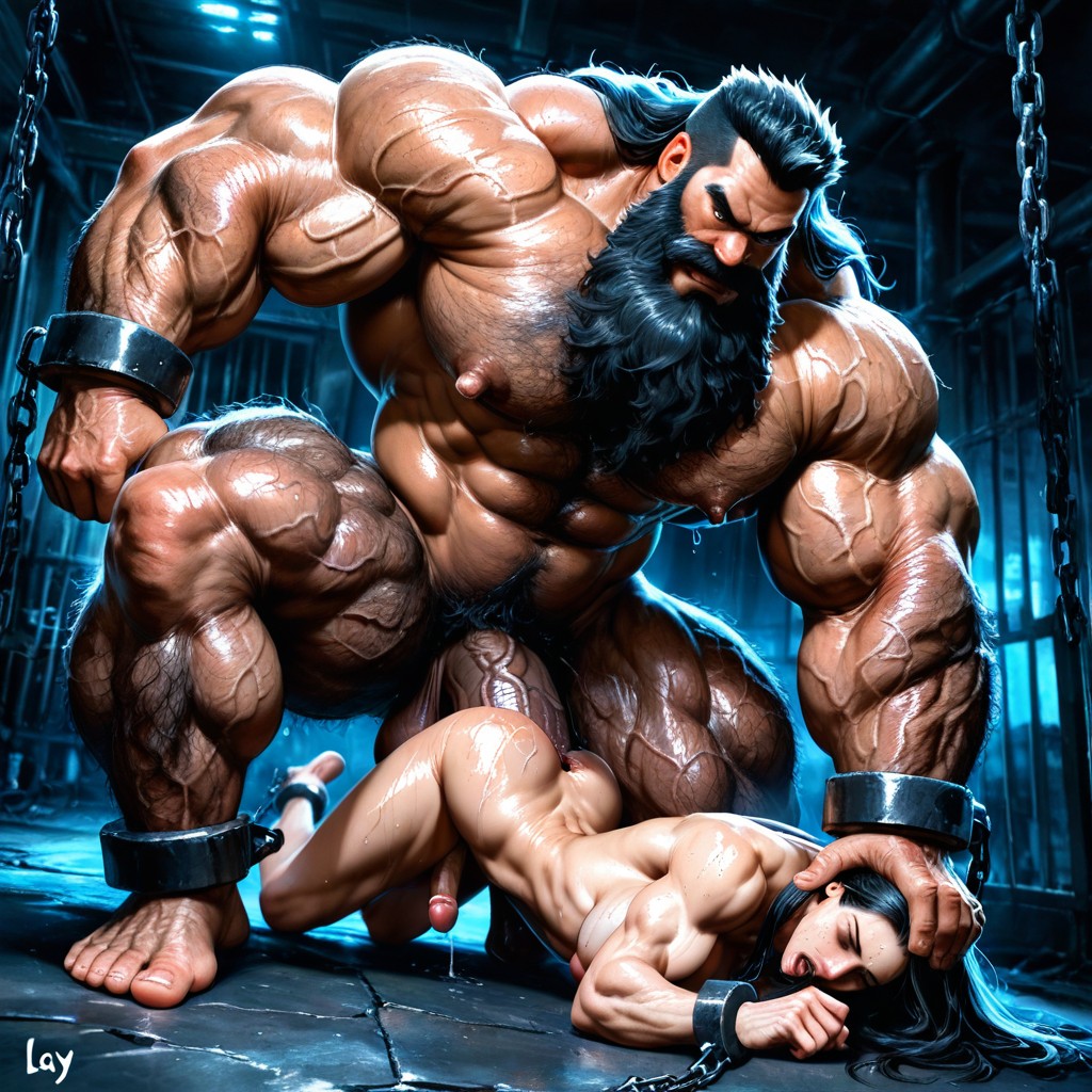 Excessive Hyper Hairy, Long Hair, Manly AI Gay Porn