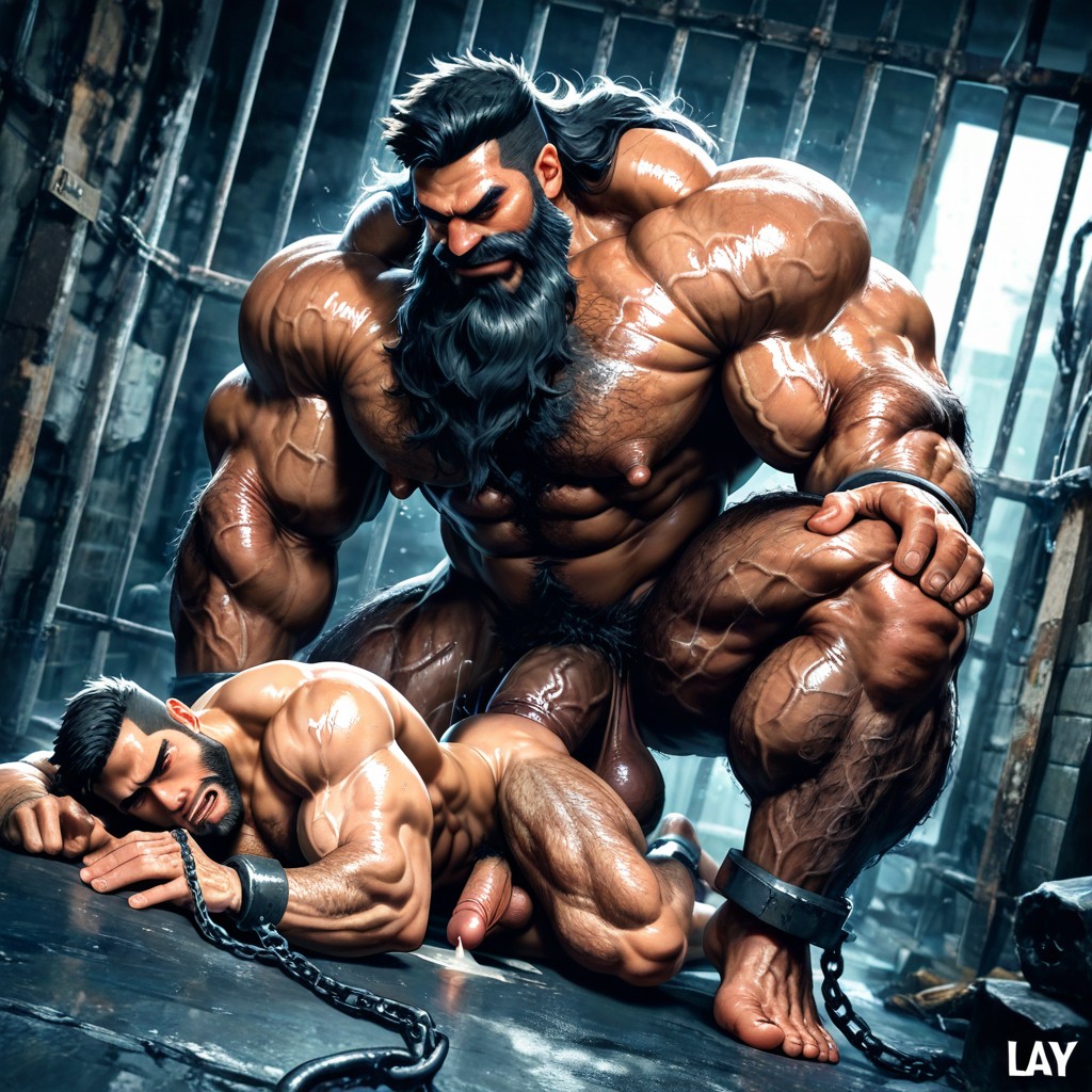 Hyper Muscles, Showing Back, Extreme Hairy Chest AI Gay Porn