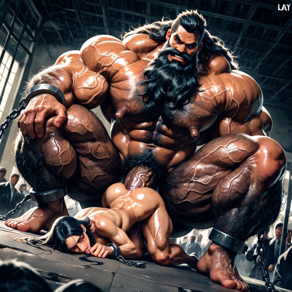Very Sweaty And Oiled, Incredibly Wide Shoulders, Dim Light AI Gay Porn