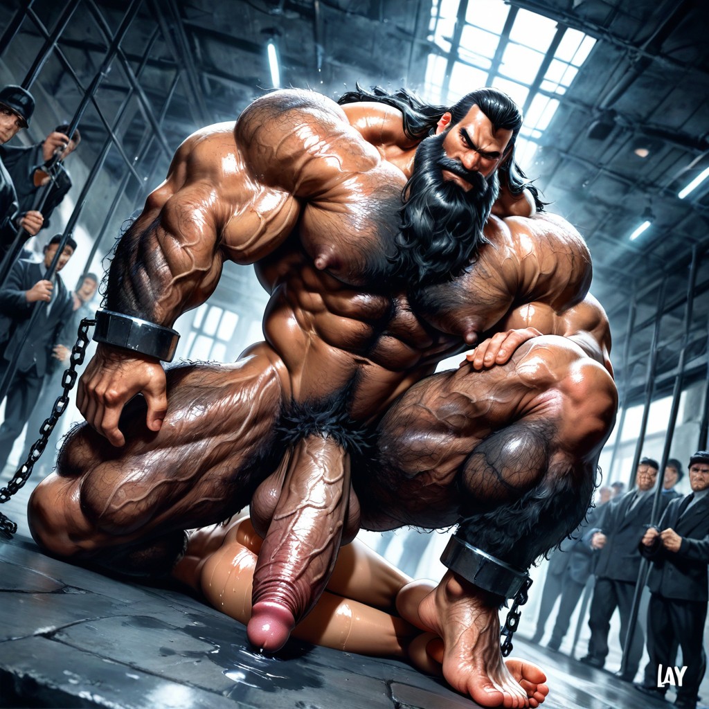 Huge Hairy Pecs, Dark Tanned Skin, Hyper Muscles AI Gay Porn