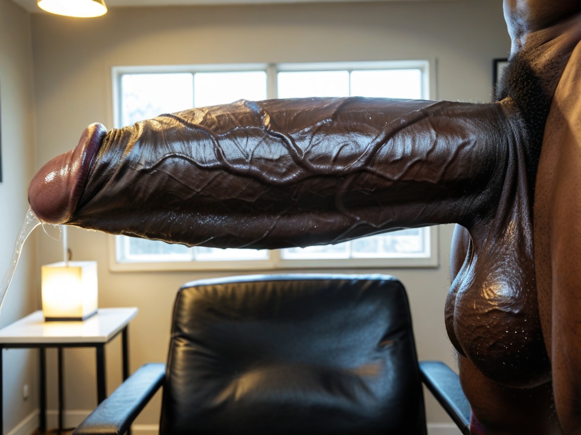 Close Up Of A Erect Penis With Enormous Veiny Testicles, Mushroomshaped Cock, Gigantic Glans AI Gay Porn