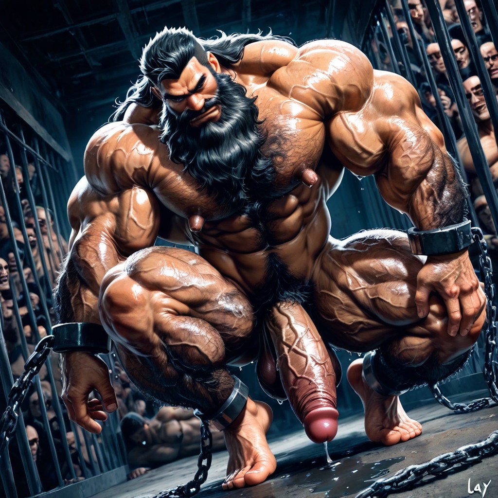 Naked, Dark Tanned Skin, Incredibly Wide Shoulders AI Gay Porn