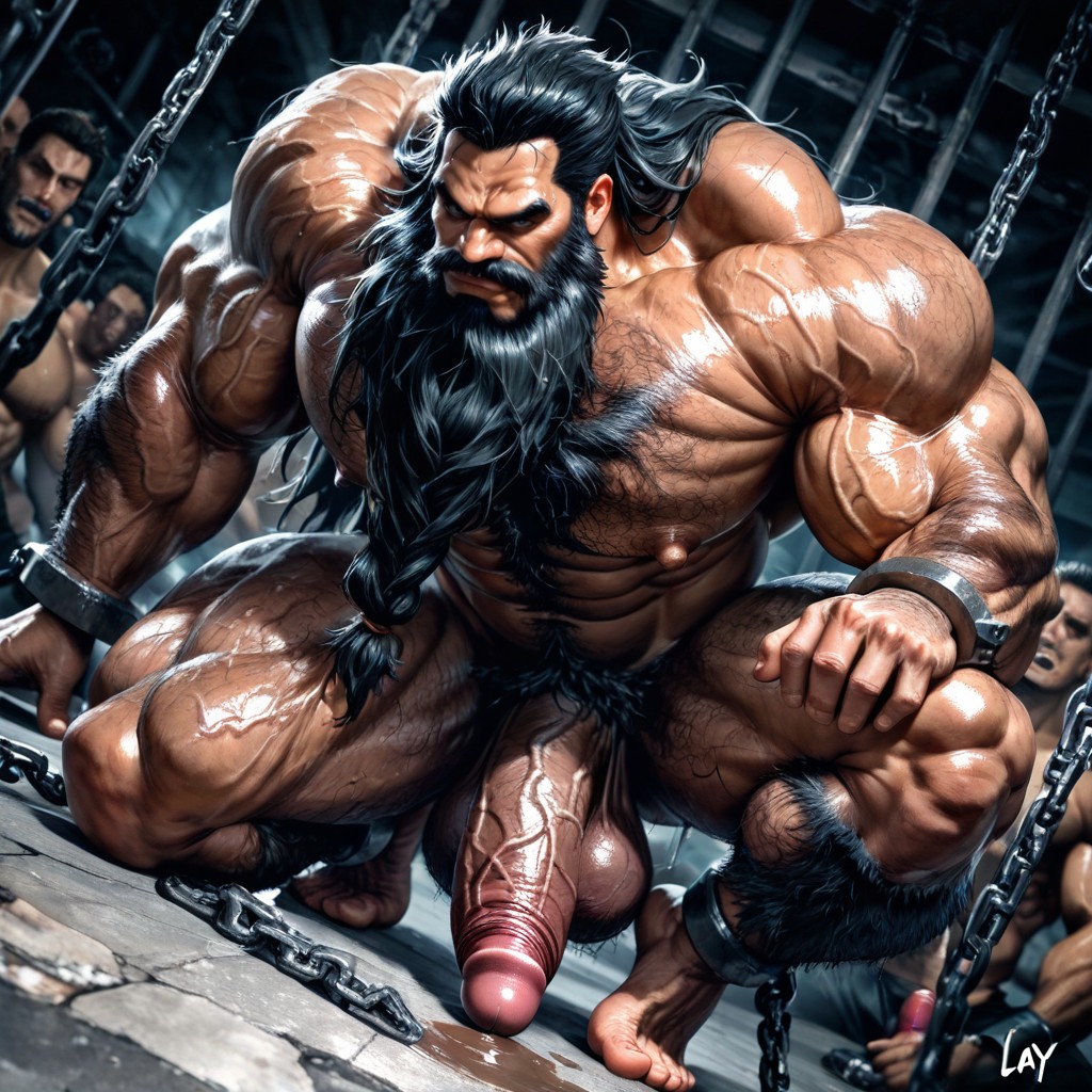 Dark Tanned Skin, Very Sweaty And Oiled, Black Hair AI Gay Porn