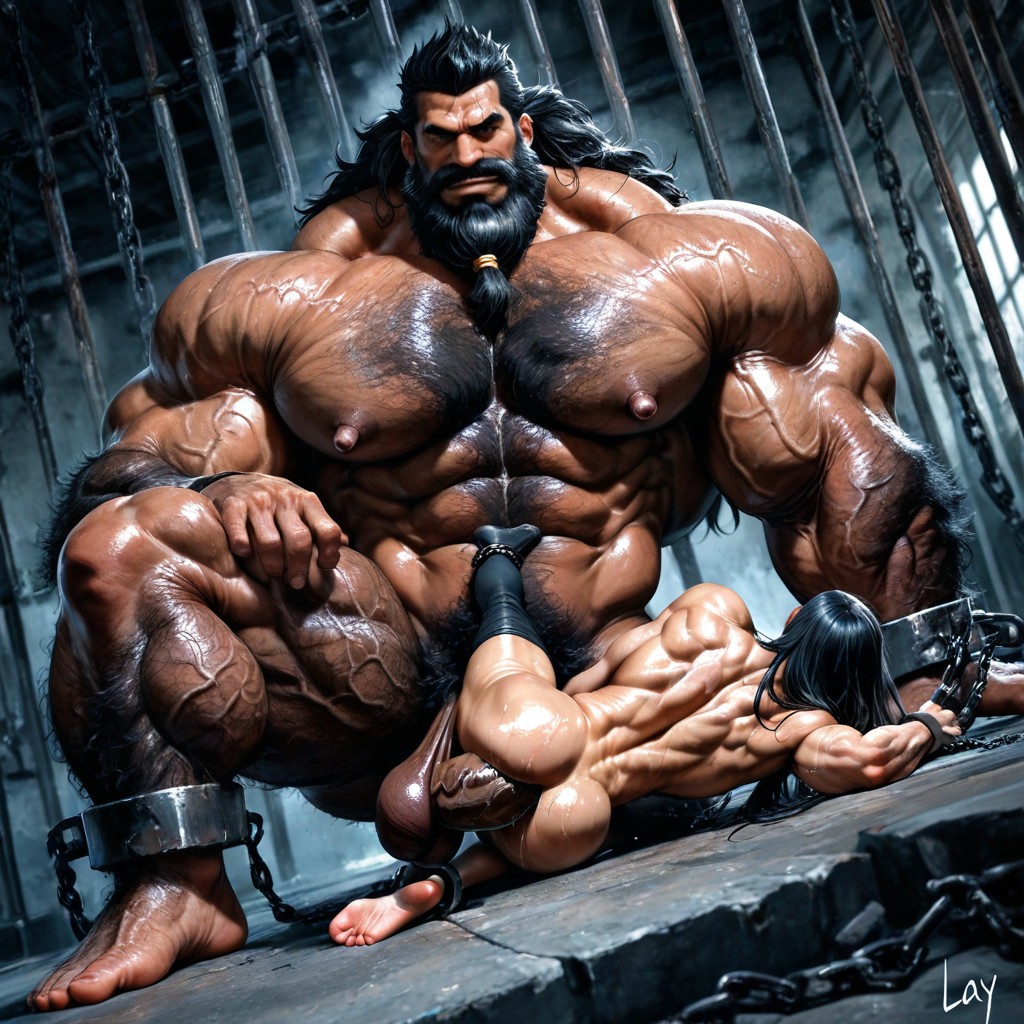 One Leg Bent, Long Shot, Incredibly Wide Shoulders AI Gay Porn