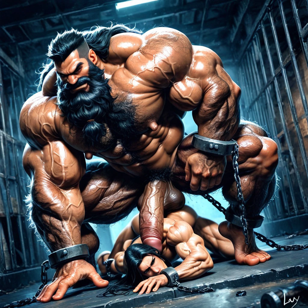 Incredibly Wide Shoulders, Detailed Muscles, Long Shot AI Gay Porn