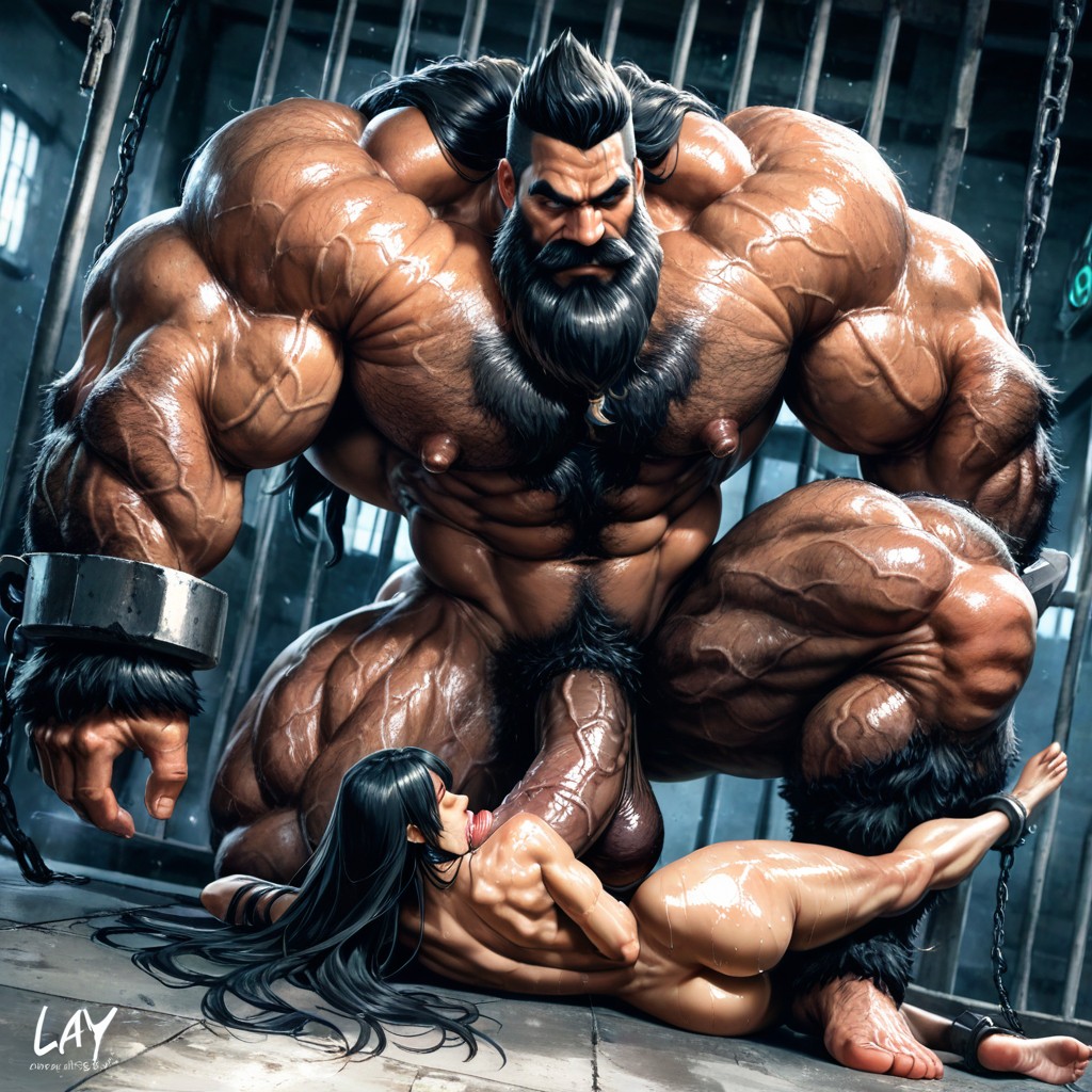 Veiny Cock, Squatting, Very Sweaty And Oiled AI Gay Porn