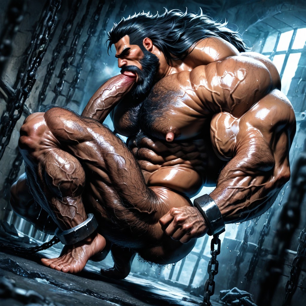 Detailed Muscles, Incredibly Wide Shoulders, Blowjob (3rd Person) AI Gay Porn