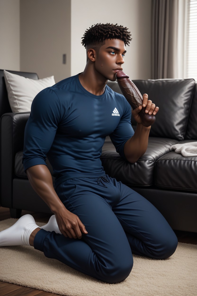 Side View, Sucking Cock, Messy Hair AI Gay Porn