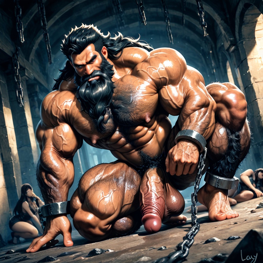 One Leg Bent, Showing Back, Hyper Balls AI Gay Porn