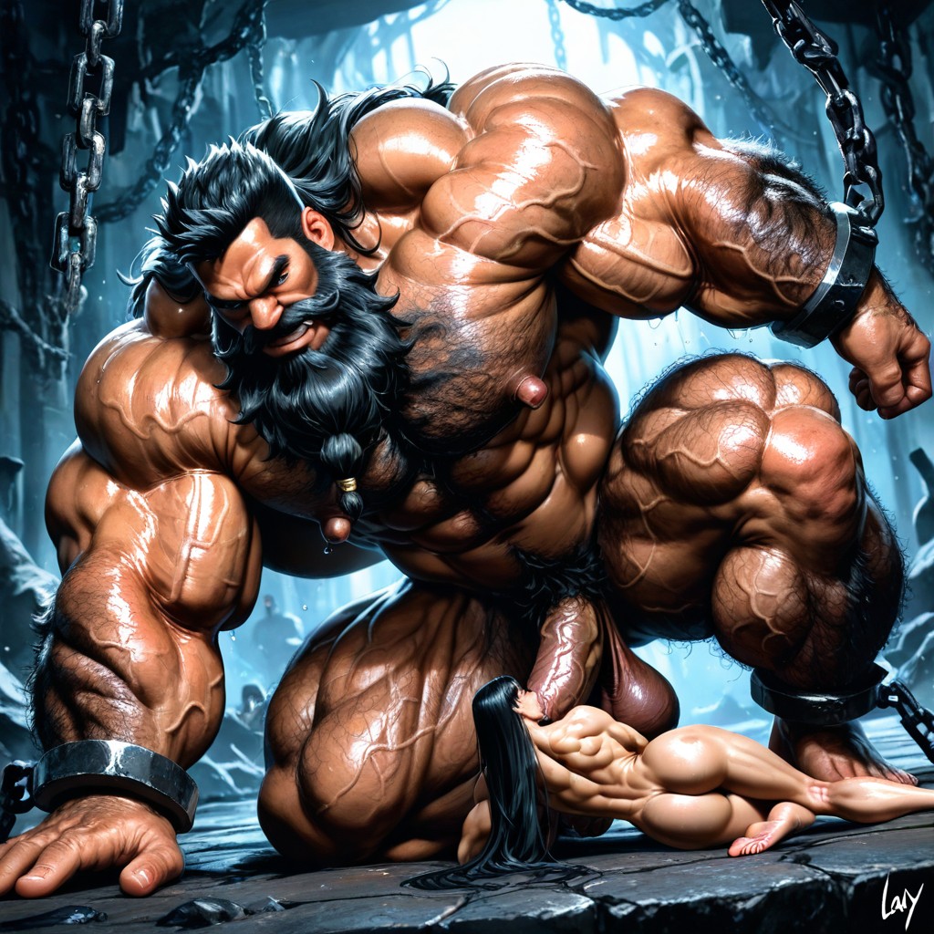 Square Jaw, Textured, Hyper Hairy Body AI Gay Porn