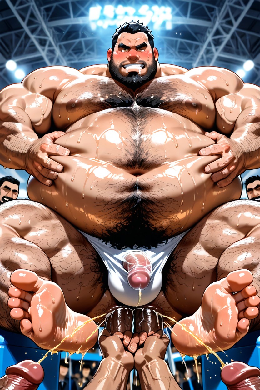 Impossibly Long Hyper Penis, All Men Fat And Hairy, Masturbating AI Gay Porn