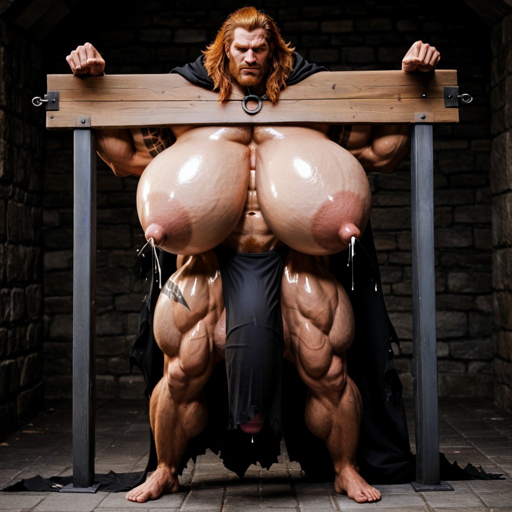 Extremely Large Ass, Arms Behind Back, Full Body AI Gay Porn
