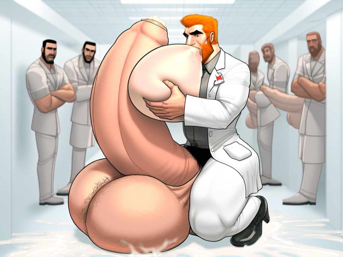 Hd, Hyper Excessive Precum, Men With Outline Of Giant Hyper Cock Visible In Skintight Camoflage Pants AI Gay Porn