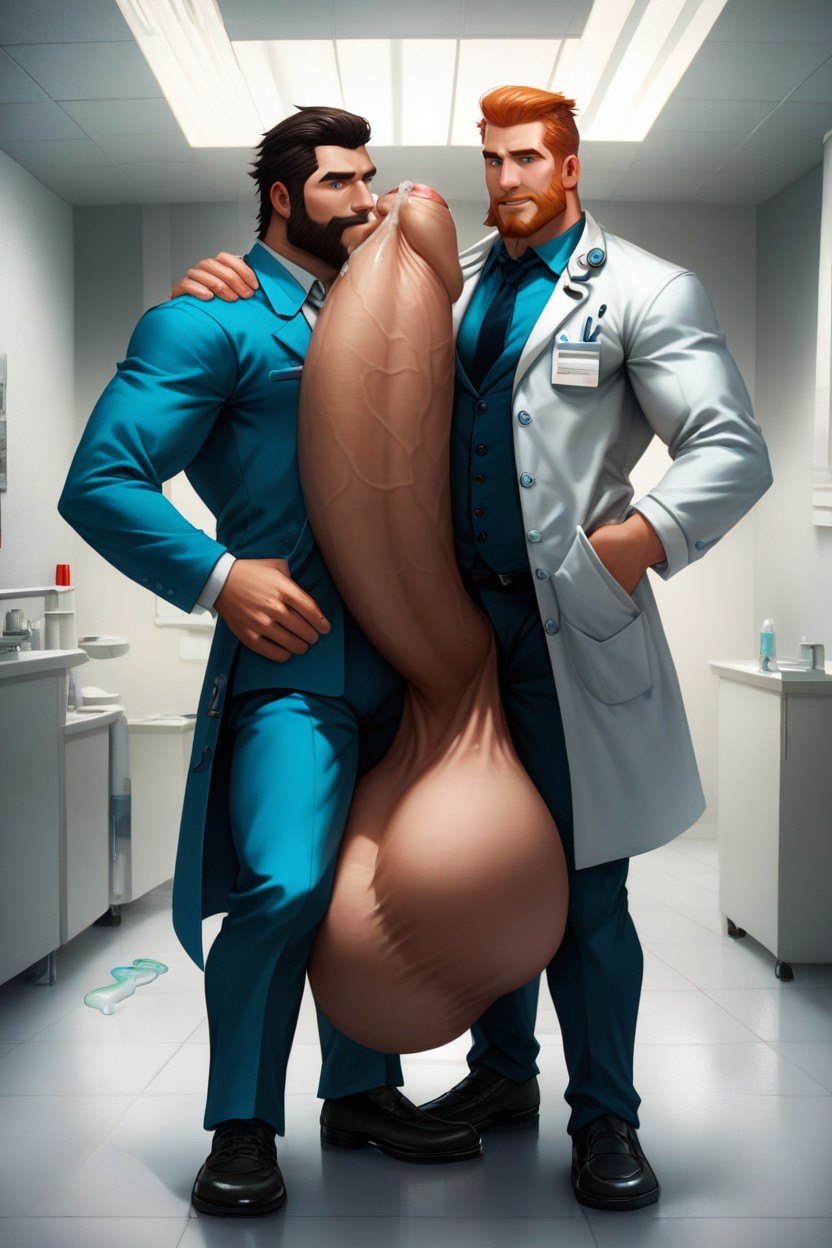 Perfect Oversized Thick And Extra Long Hyper Dick, Penis Longer And Thicker Than Body, Manga Bara Style AI Gay Porn