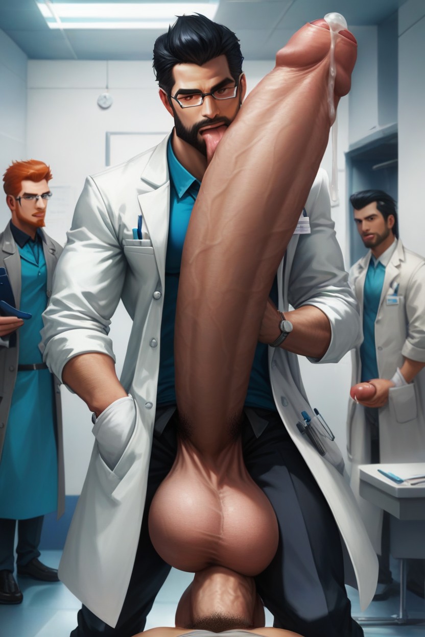 Fix Anatomy, Men With Outline Of Giant Hyper Cock Visible In Skintight Camoflage Pants, Hyper Penis Next To Face AI Gay Porn