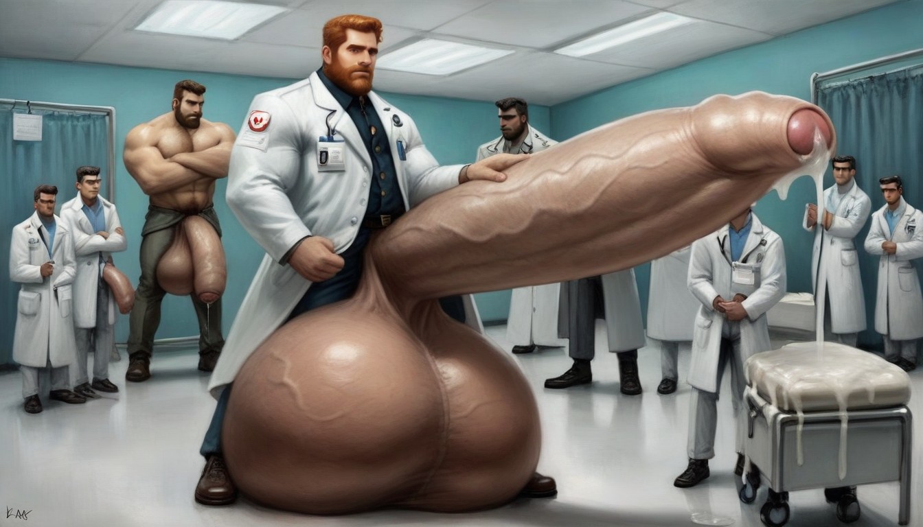 Huge Plump Balls, Hd, Inside Medical Laboratory AI Gay Porn