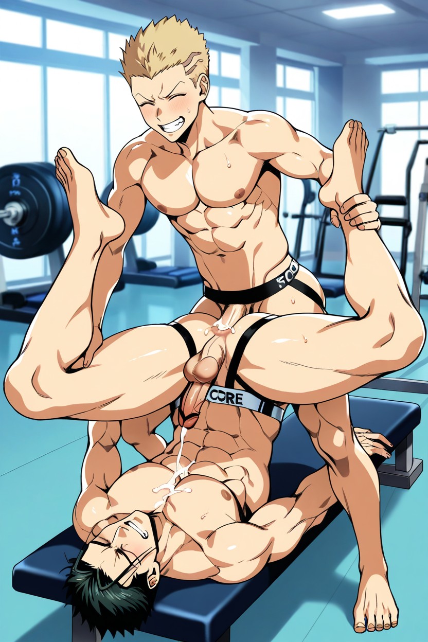25+, Grinning, Spread Legs AI Gay Porn