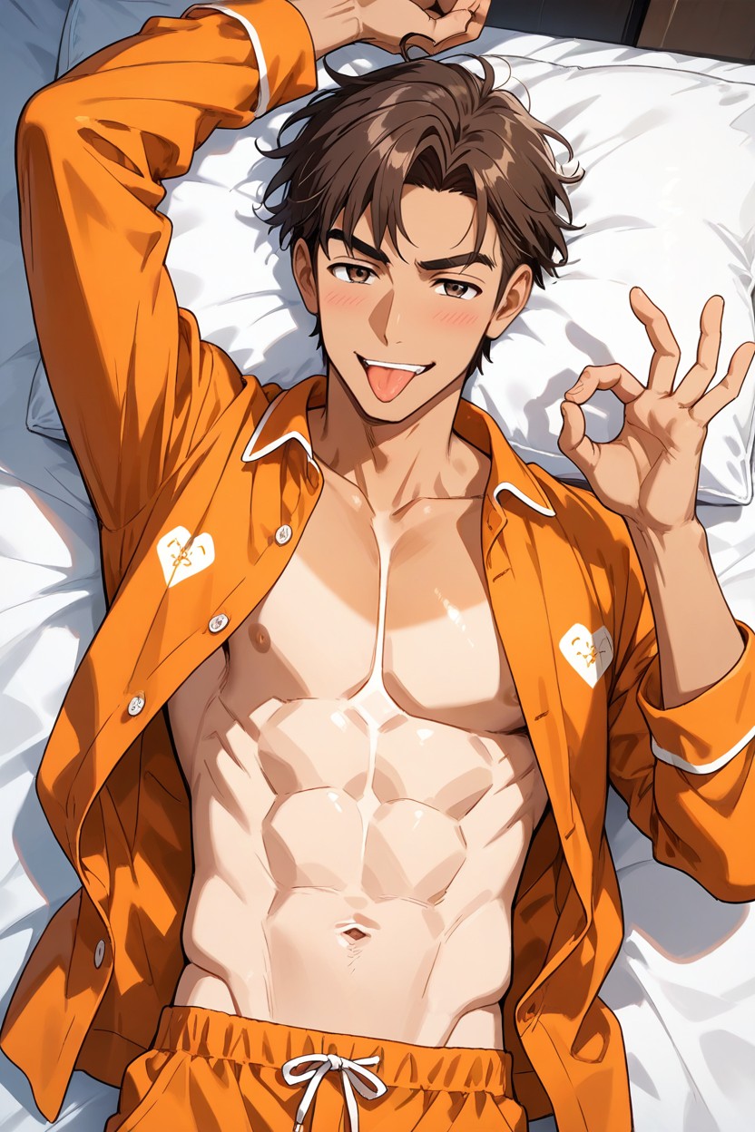 Blush, Waist, Open Clothes AI Gay Porn