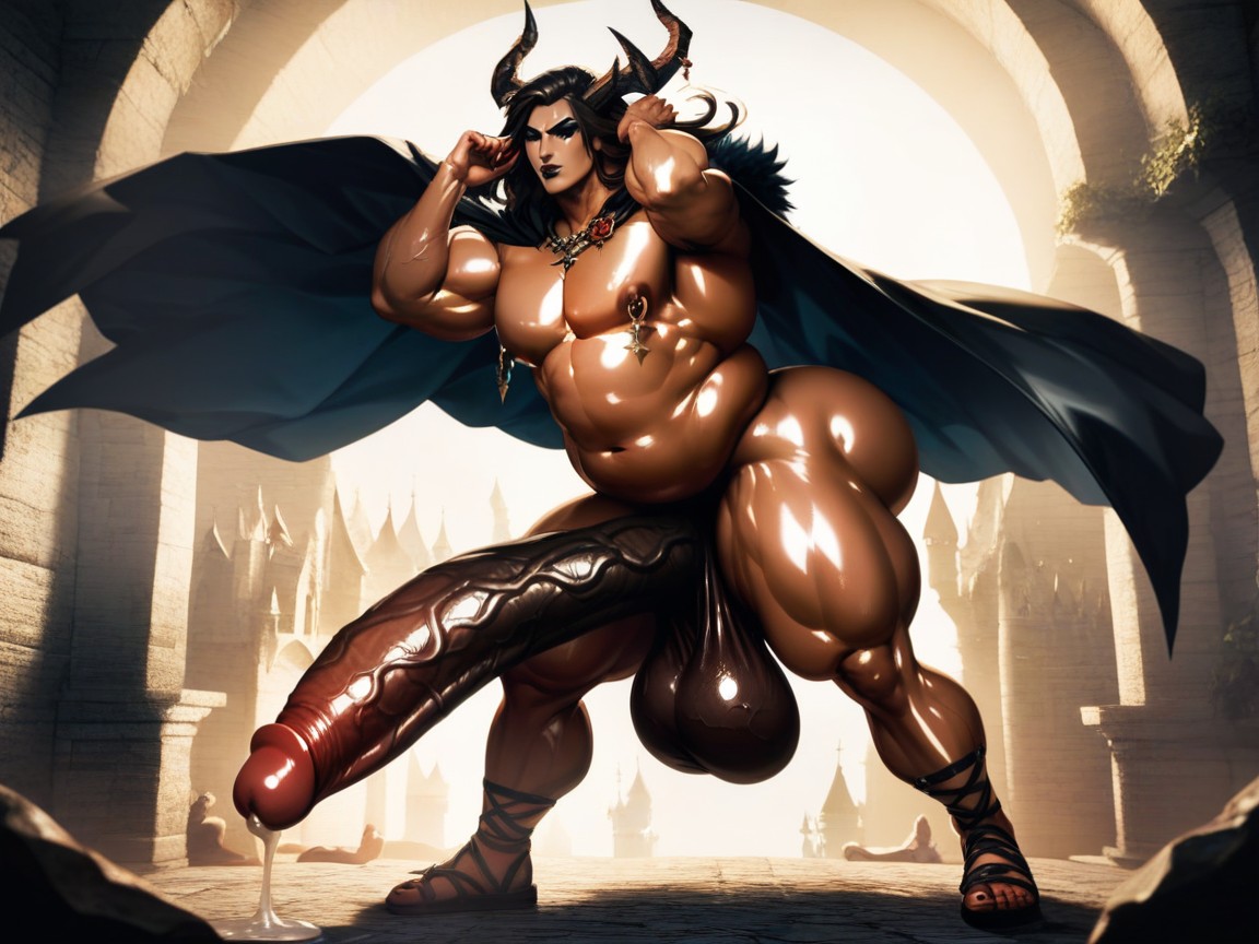 Broad Shoulders, Effeminate Facial Features, Fantasy Castle Setting AI Gay Porn