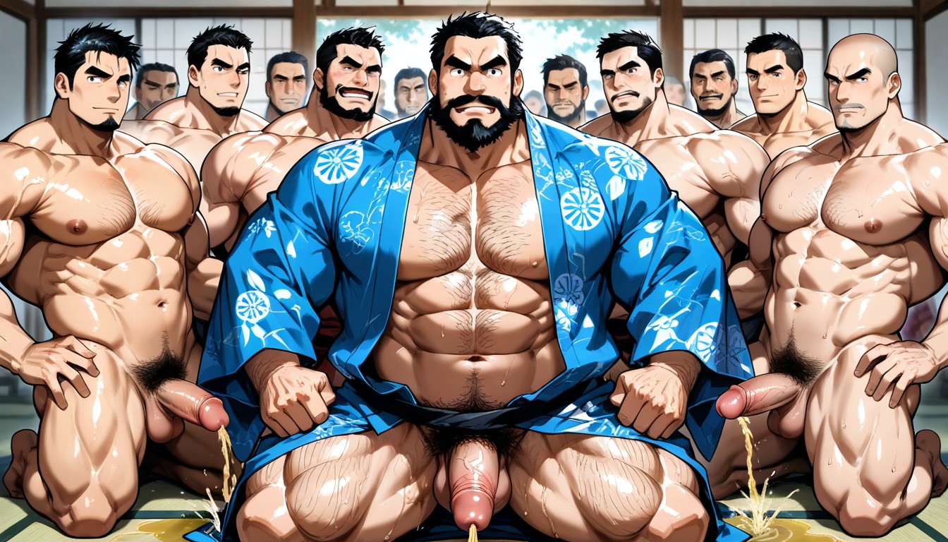 Open Kimono, Thick Thighs, Big Pecs AI Gay Porn