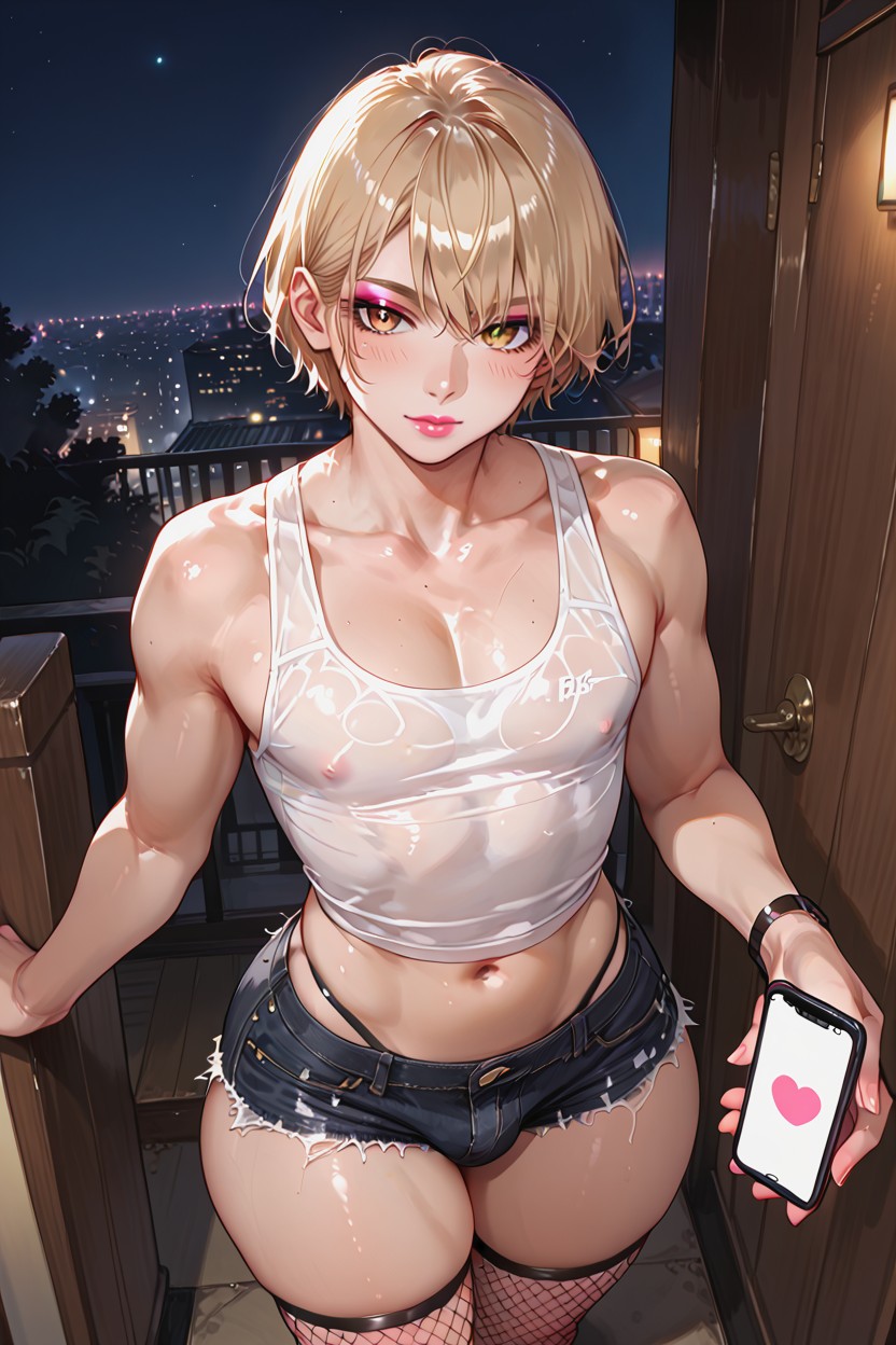 Dark Brown Skin, Beautiful Face, Top Down AI Gay Porn