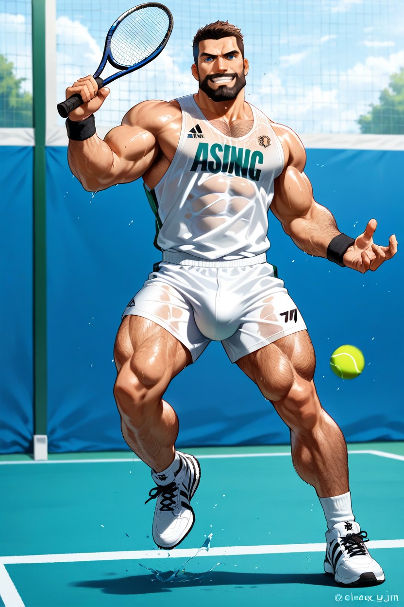 Thick Thighs, Squared Jaw, Full Body AI Gay Porn