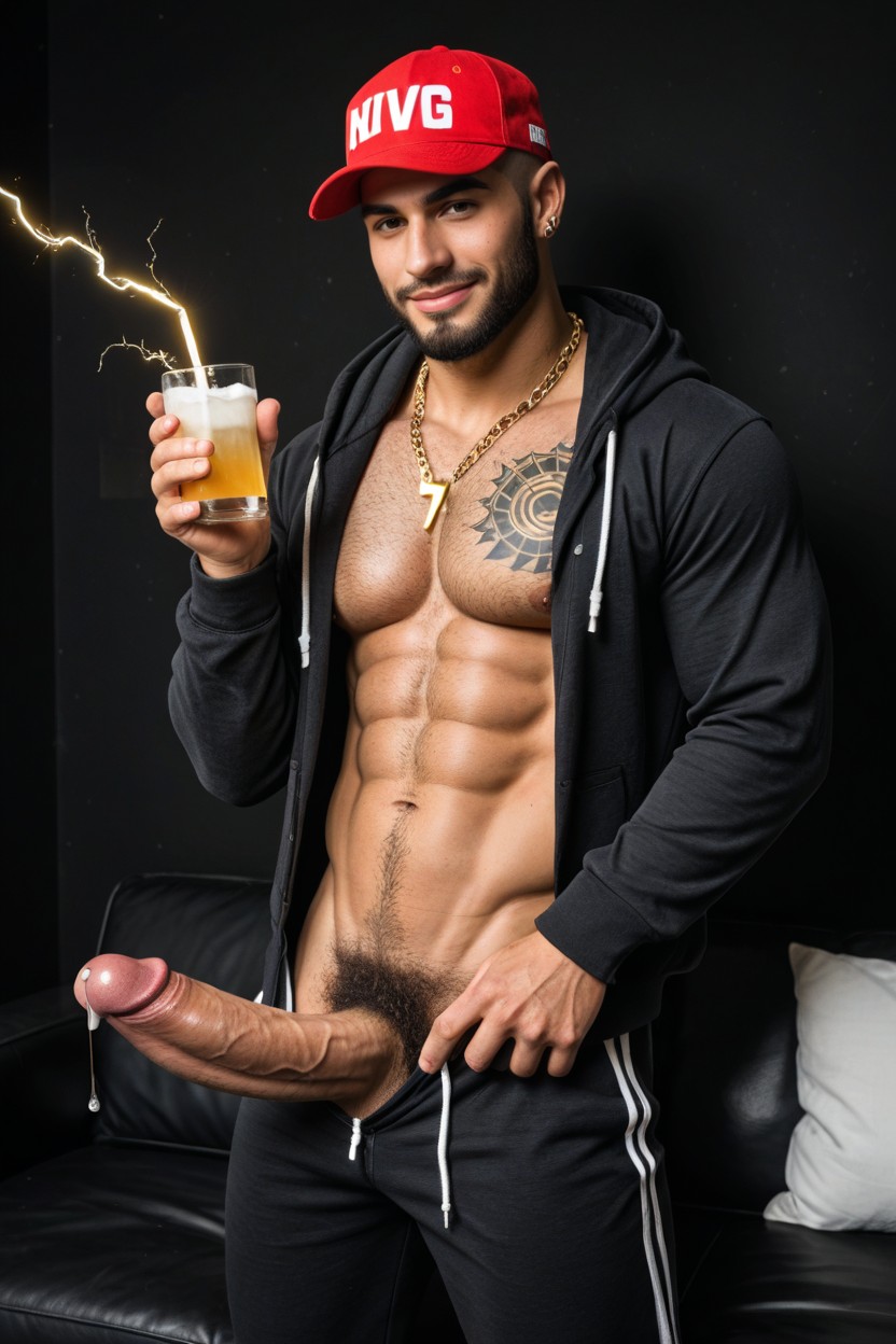 Pile Of White Powder On Tip Of Cock, Black Hair, Piercings AI Gay Porn