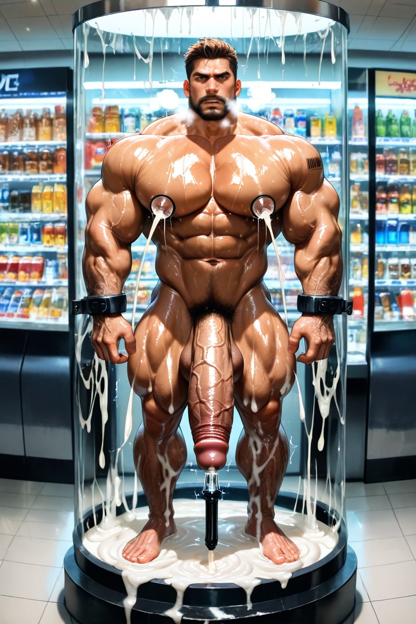 Limb Restrained With Thick Heavy Straps, Cum On Arms, Sweaty AI Gay Porn