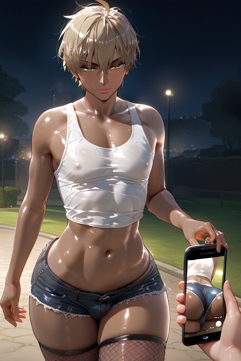 Super Model Pose, Dark Brown Skin, Ultra High Details AI Gay Porn
