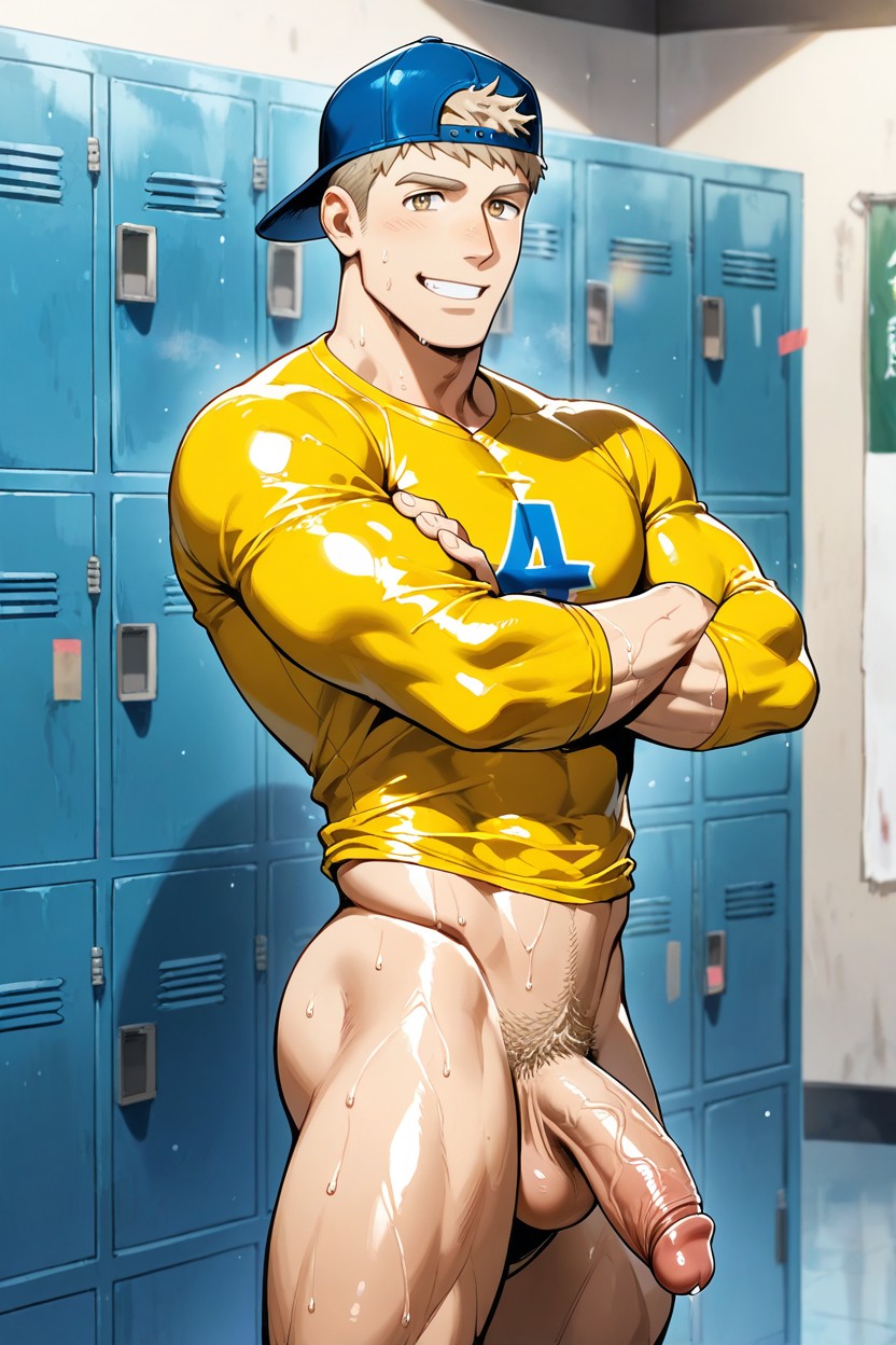 Locker Room, Wrestler, Smiling AI Gay Porn